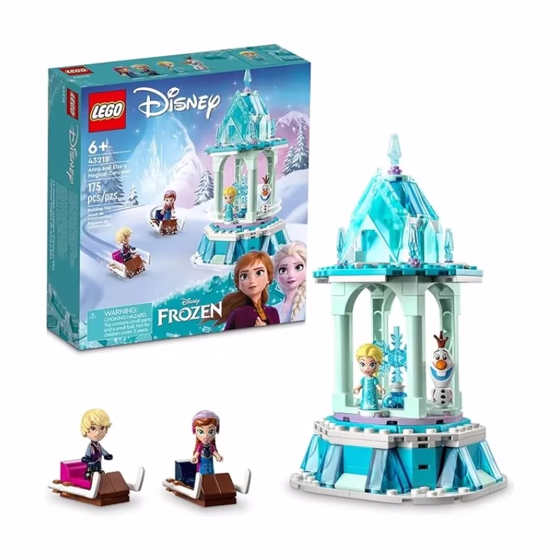 LEGO Disney Frozen Anna and Elsa’s Magical Carousel 43218 Ice Palace Building Toy Set with Disney Princess Elsa, 175 Pcs
