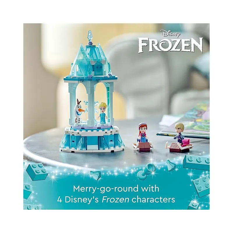 LEGO Disney Frozen Anna and Elsa’s Magical Carousel 43218 Ice Palace Building Toy Set with Disney Princess Elsa, 175 Pcs -.