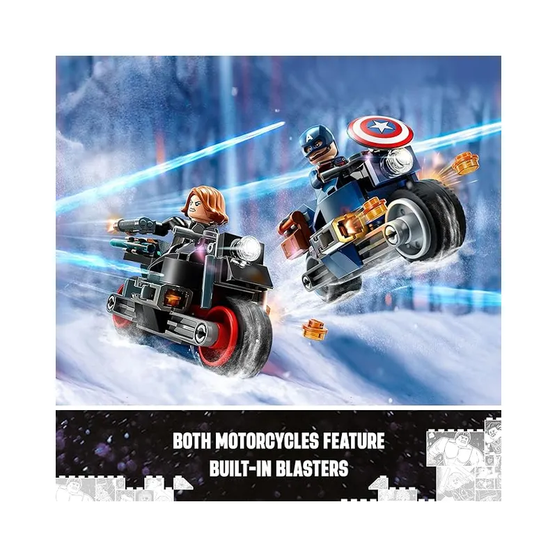 LEGO Marvel Black Widow & Captain America Motorcycles 76260 Buildable Toy, Marvel Playset Based on The Avengers, 130 Pcs -.