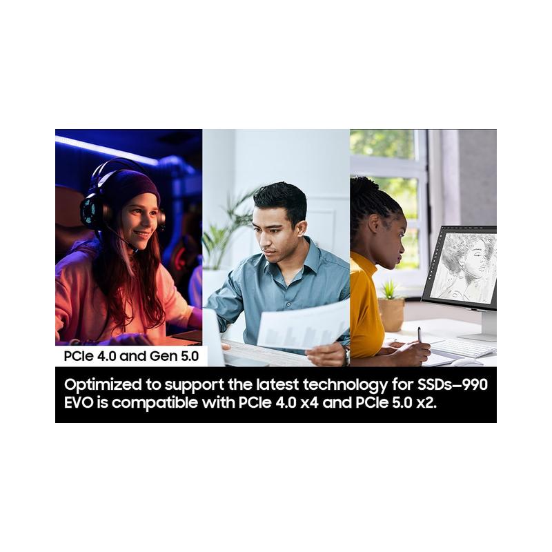 SAMSUNG 990 EVO 2TB SSD - PCIe Gen 4x4 & 5x2 M.2 NVMe, Speeds Up to 5,000MB/s, Power Efficient, Smart Thermal Control, and.