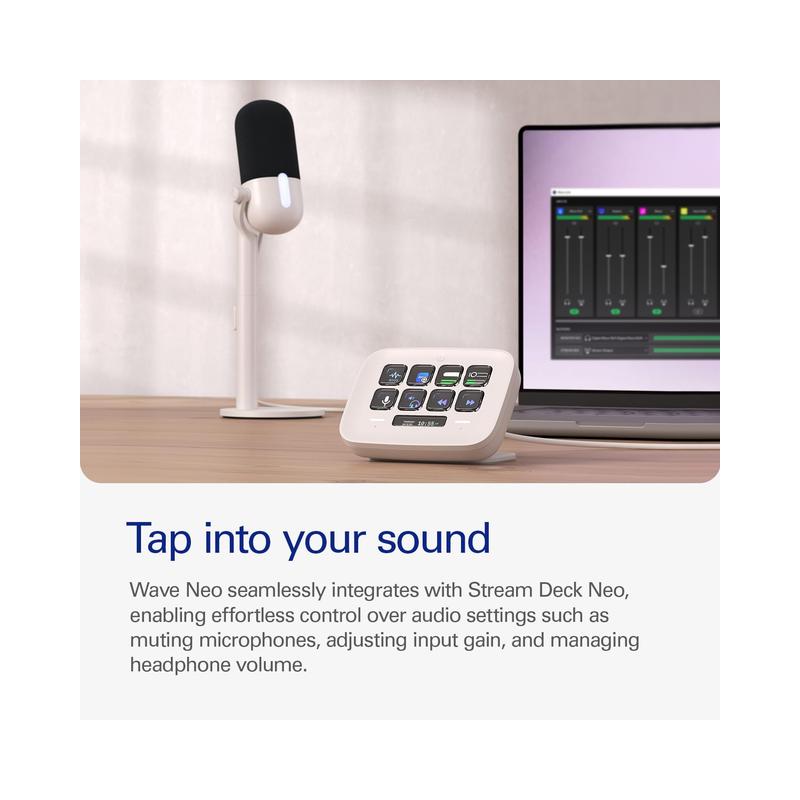 Elgato Wave Neo USB Condenser Microphone – Tap to Mute, Plug-and-Play for Gaming, Streaming, and Meetings - Brand New -.
