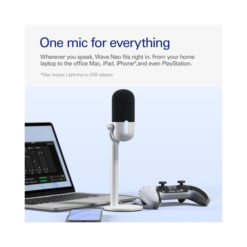 Elgato Wave Neo USB Condenser Microphone – Tap to Mute, Plug-and-Play for Gaming, Streaming, and Meetings - Brand New -.