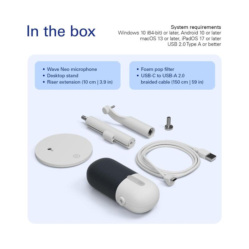 Elgato Wave Neo USB Condenser Microphone – Tap to Mute, Plug-and-Play for Gaming, Streaming, and Meetings - Brand New -.