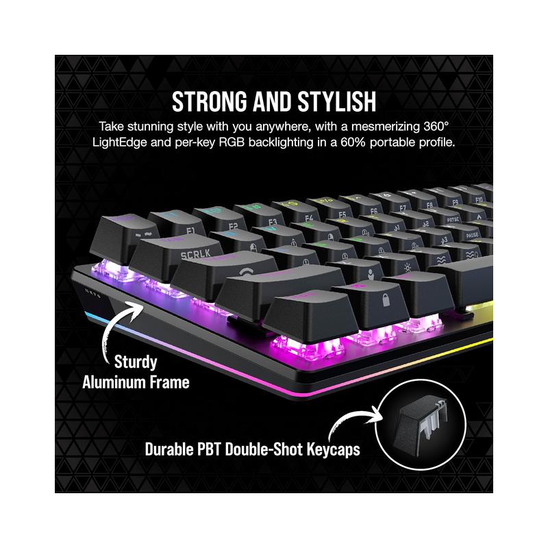 Corsair K70 RGB Pro Mini Wireless Mechanical Gaming Keyboard, Cherry MX Keyswitch RGB Red Linear & Smooth - Brand New -.