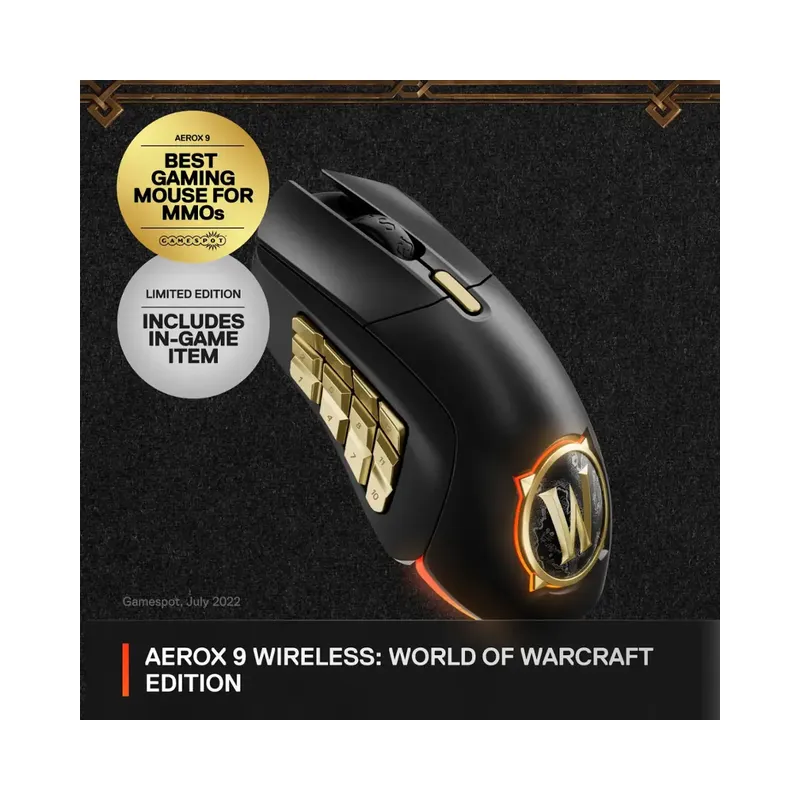 Steelseries Aerox 9 18000 DPI Bluetooth PixArt Tilt Tracking Gaming Mouse - Wireless - Black (Brand New) - view 3