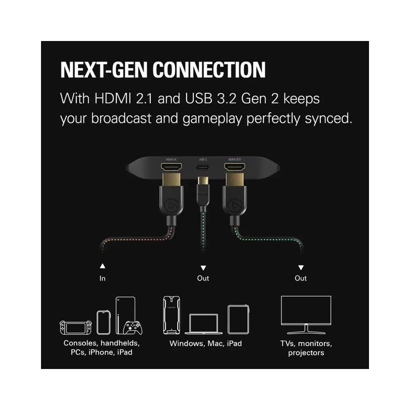 Elgato 4K X 4K144 HDR10 External Capture Card with HDMI 2.1 for PS5, PS4/Pro, Xbox Series X/S, Xbox One X/S, PC, and Mac -.