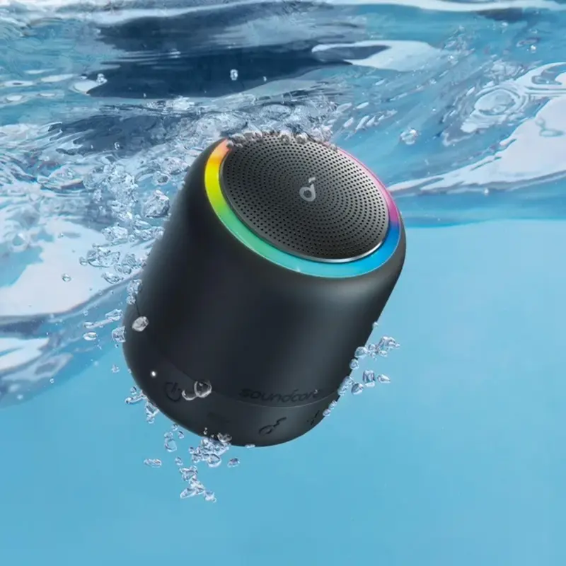 Soundcore Mini 3 Bluetooth Speaker by Anker, BassUp and PartyCast Technology, USB-C, Waterproof IPX7, and Customizable EQ -.