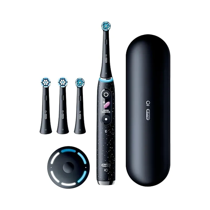 Oral-B iO Series 10 Electric Toothbrush, Rechargeable Power Toothbrush with iO Sense Charger, 4 Brush Heads, Cosmic Black -.