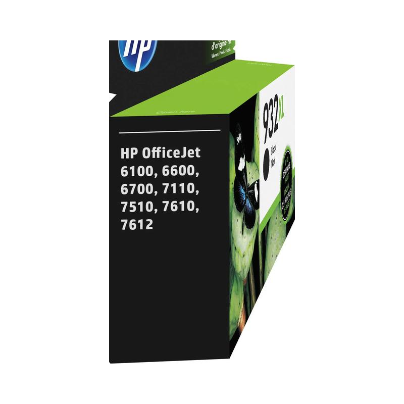 [Original] HP 932XL High-Yield Ink Cartridge - Black, Compatible with HP Officejet 6100, 6600, 6700, 7110, 7610, 7612 -.