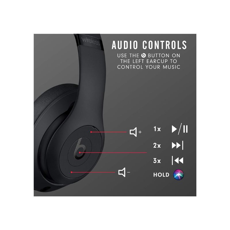 Beats Studio3 Wireless Noise Cancelling Over-Ear Headphones - Class 1 Bluetooth, 22 Hours of Listening Time, Built-in.
