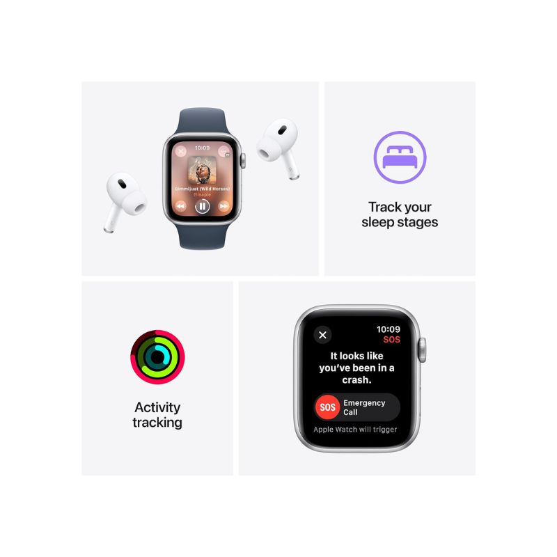 Apple Watch SE 2nd Gen Smartwatch with Aluminium Case and Sport Band. Fitness & Sleep Tracker, Crash Detection, Heart Rate.