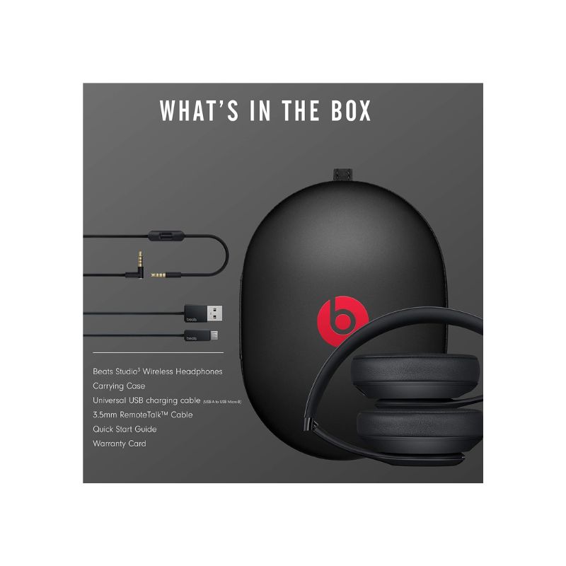 Beats Studio3 Wireless Noise Cancelling Over-Ear Headphones - Class 1 Bluetooth, 22 Hours of Listening Time, Built-in.