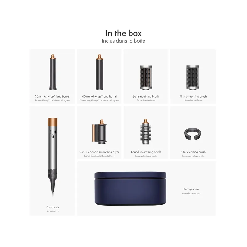 Dyson Airwrap Styler Complete Long Curling Iron + Added Value (Diffuser and Travel Bag Included) - Nickel/Copper (Open Box).