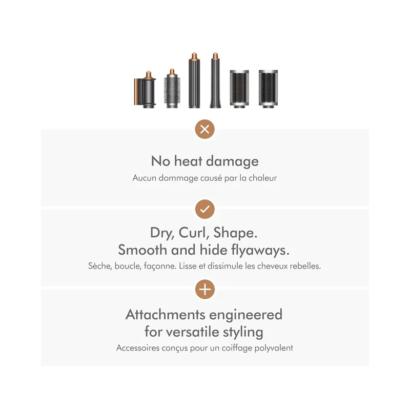 Dyson Airwrap Styler Complete Long Curling Iron + Added Value (Diffuser and Travel Bag Included) - Nickel/Copper (Open Box).