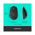 Logitech M720 Triathlon Multi-Device Wireless Mouse, Bluetooth, USB Unifying Receiver, Black - Brand New - view 6