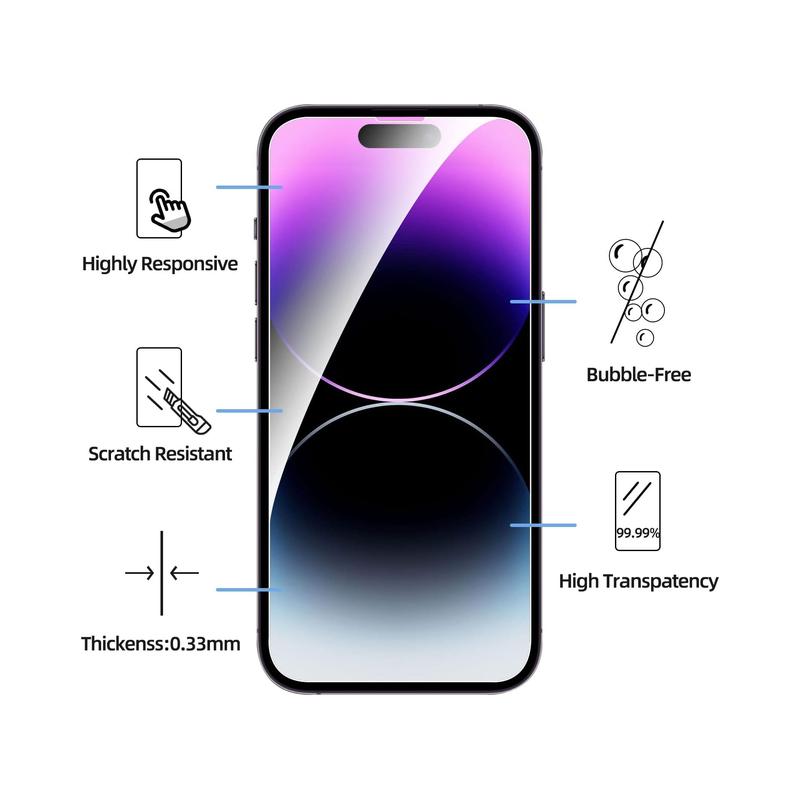 NEW'C 3-Pack Tempered Glass Screen Protector for iPhone 14 Pro Max - Case Friendly, Scratch-Proof, Bubble-Free - view 7