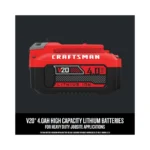 CRAFTSMAN V20 Lithium Ion Battery, 4.0-Amp Hour, 2 Pack (CMCB204-2) - Brand New - view 6