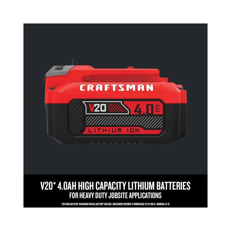 CRAFTSMAN V20 Lithium Ion Battery, 4.0-Amp Hour, 2 Pack (CMCB204-2) - Brand New - view 6