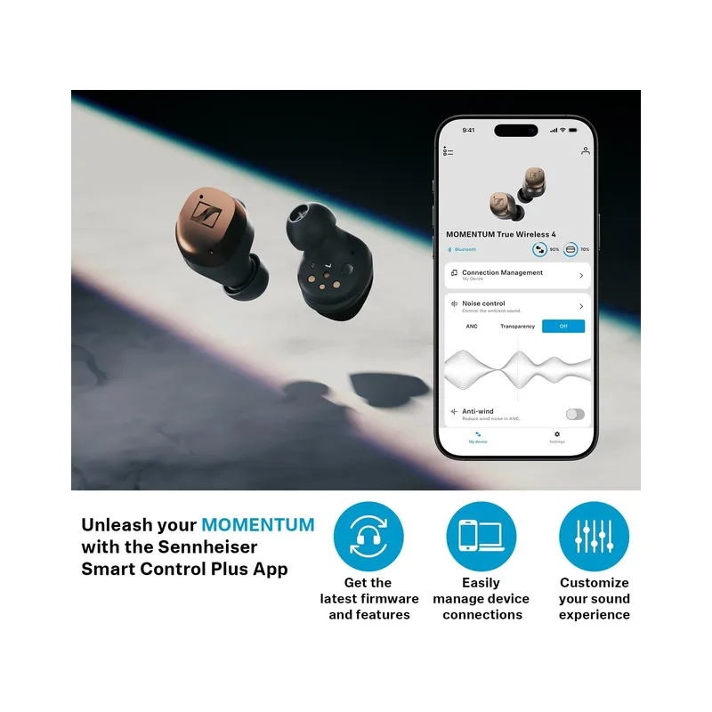Sennheiser Momentum True Wireless 4 Smart Earbuds with Bluetooth 5.4, Crystal-Clear Sound, Comfortable Design, 30-Hour.