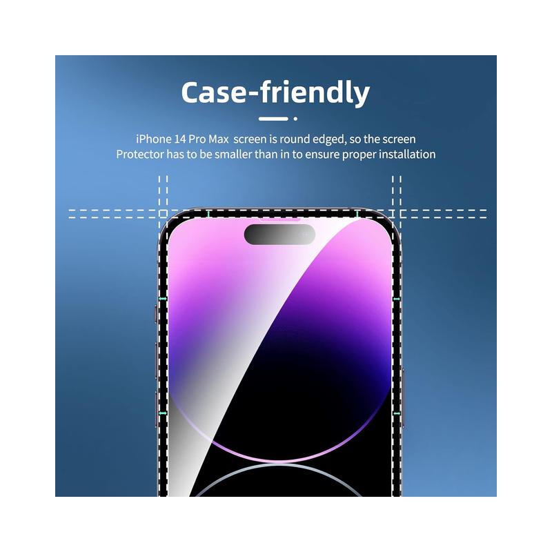 NEW'C 3-Pack Tempered Glass Screen Protector for iPhone 14 Pro Max - Case Friendly, Scratch-Proof, Bubble-Free - view 6