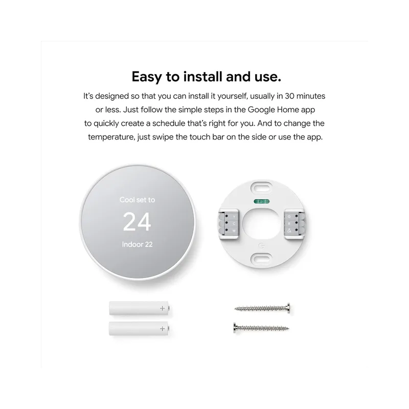 Google Nest Thermostat - Smart Thermostat for Home - Programmable WiFi Thermostat, Snow - Brand New - view 2