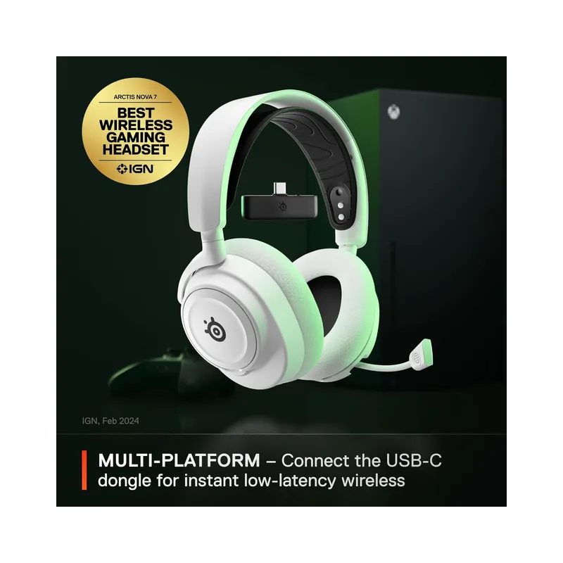 SteelSeries Arctis Nova 7X Wireless Multi-Platform Gaming Headset — Neodymium Magnetic Drivers - 2.4GHz + Bluetooth — 38Hr.