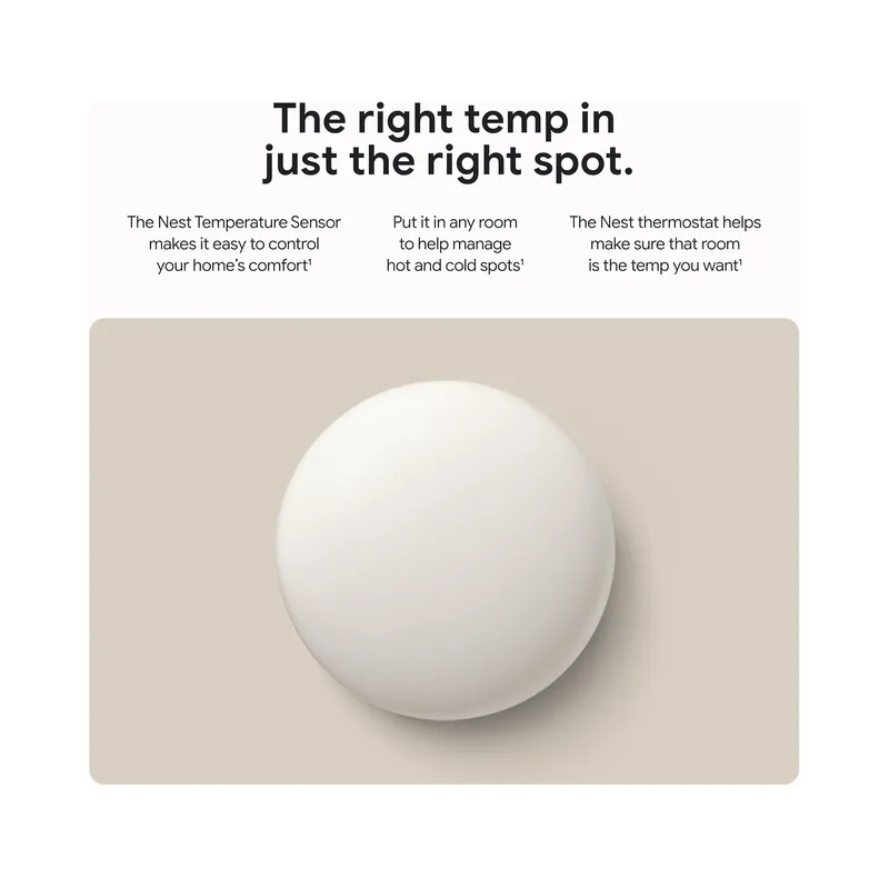 Google Nest Temperature Sensor (2nd Gen) - Room Comfort Sensor with Scheduling, Porcelain - Brand New - view 2