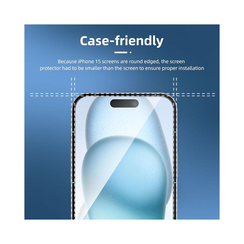 NEW'C Tempered Glass Screen Protector for iPhone 15, iPhone 15 Pro, iPhone 16 (6.1 Inches) - Scratch-Resistant,.