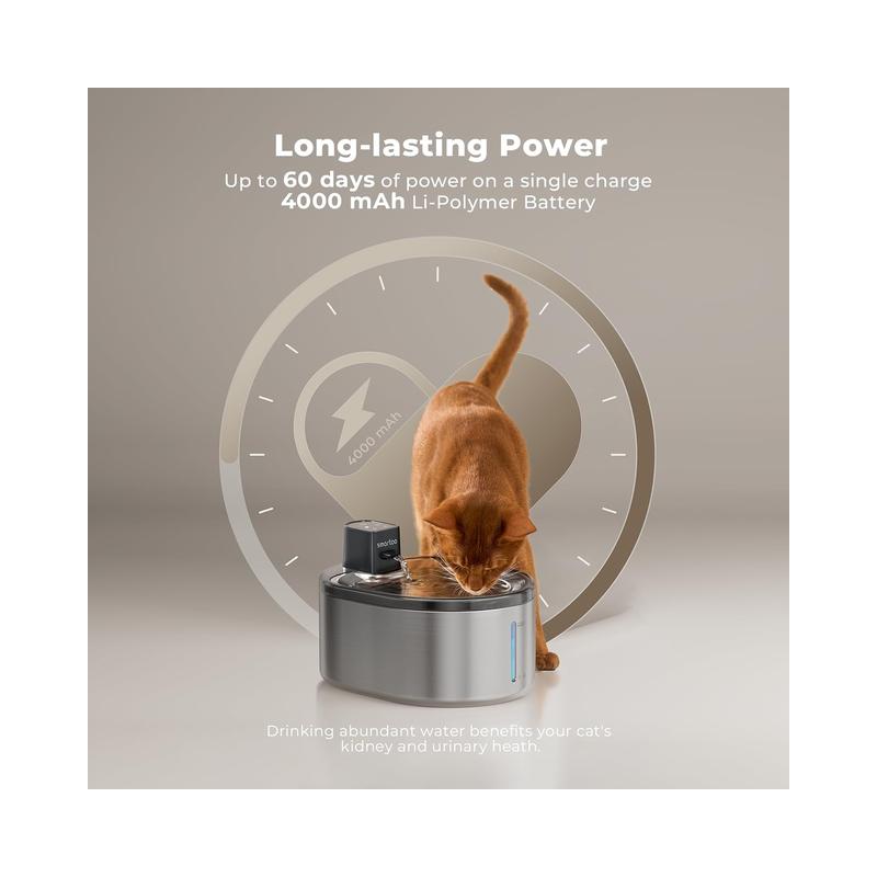 Smartoo Wireless Cat Water Fountain Stainless Steel (Brand New) - view 4