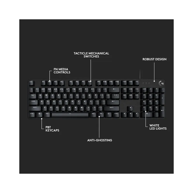 Logitech G413 SE Full-Size Mechanical Gaming Keyboard - Backlit Keyboard with Tactile Mechanical Switches, Anti-Ghosting,.