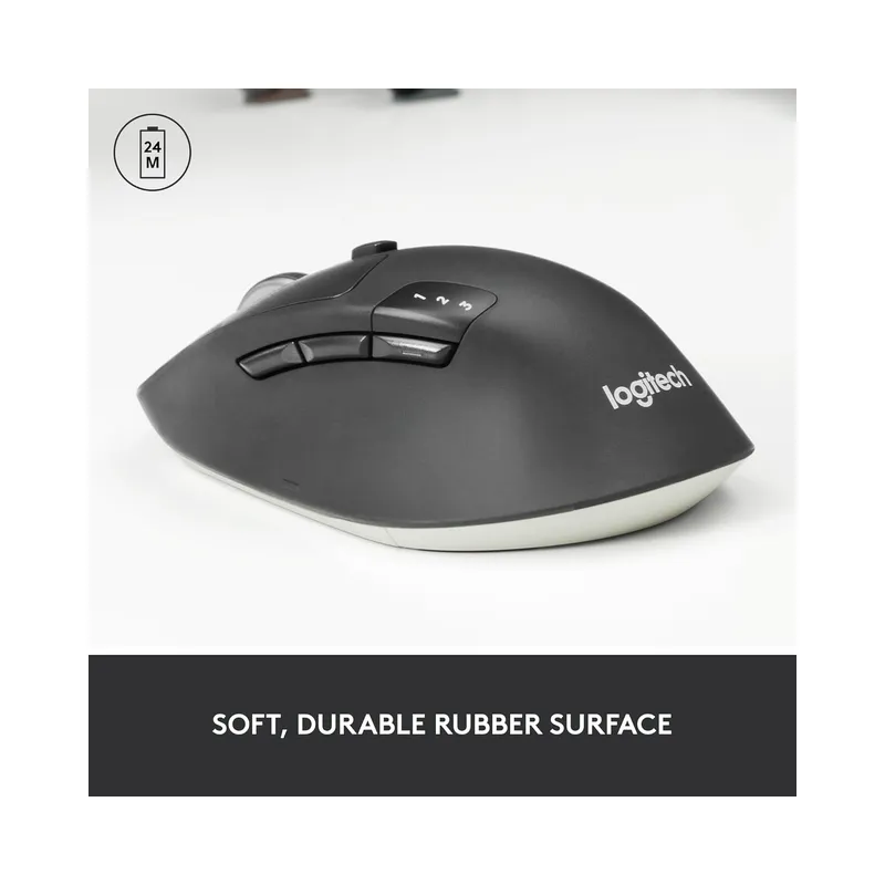 Logitech M720 Triathlon Multi-Device Wireless Mouse, Bluetooth, USB Unifying Receiver, Black - Brand New - view 2