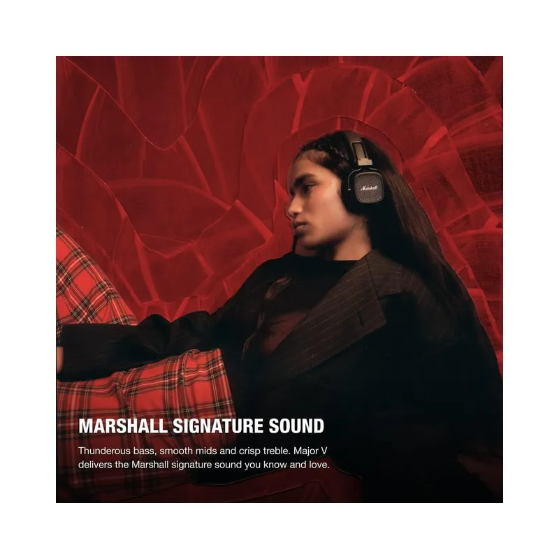 Marshall Major V Wireless On-Ear Headphones with 100+ Hours of Playtime - Black (Brand New) - view 2
