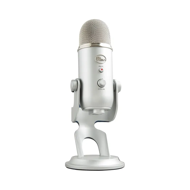 Logitech Blue Yeti Silver USB Mic for Recording, Streaming & Gaming on PC and Mac with Blue Voce Effects 4 Pickup Patterns.