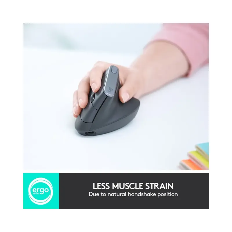 Logitech - MX Vertical Advanced Wireless Optical Ergonomic Mouse with USB and Bluetooth Connection - Wireless - Graphite -.