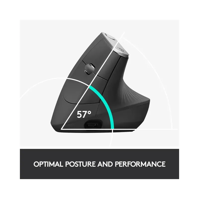 Logitech - MX Vertical Advanced Wireless Optical Ergonomic Mouse with USB and Bluetooth Connection - Wireless - Graphite -.
