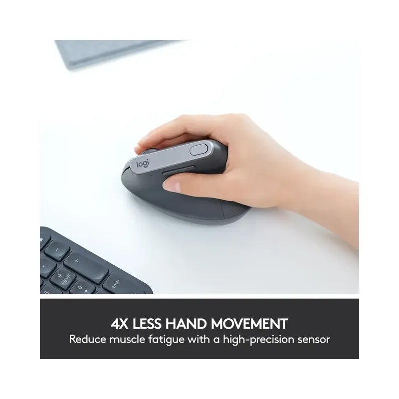Logitech - MX Vertical Advanced Wireless Optical Ergonomic Mouse with USB and Bluetooth Connection - Wireless - Graphite -.