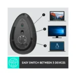 Logitech - MX Vertical Advanced Wireless Optical Ergonomic Mouse with USB and Bluetooth Connection - Wireless - Graphite -.