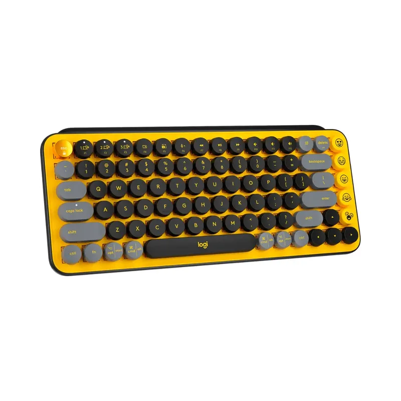 Logitech - POP Keys Wireless Mechanical Tactile Switch Keyboard for Windows/Mac with Customizable Emoji Keys - Blast Yellow.