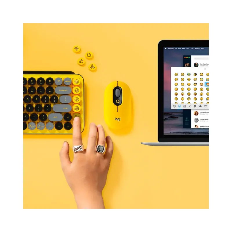 Logitech - POP Keys Wireless Mechanical Tactile Switch Keyboard for Windows/Mac with Customizable Emoji Keys - Blast Yellow.