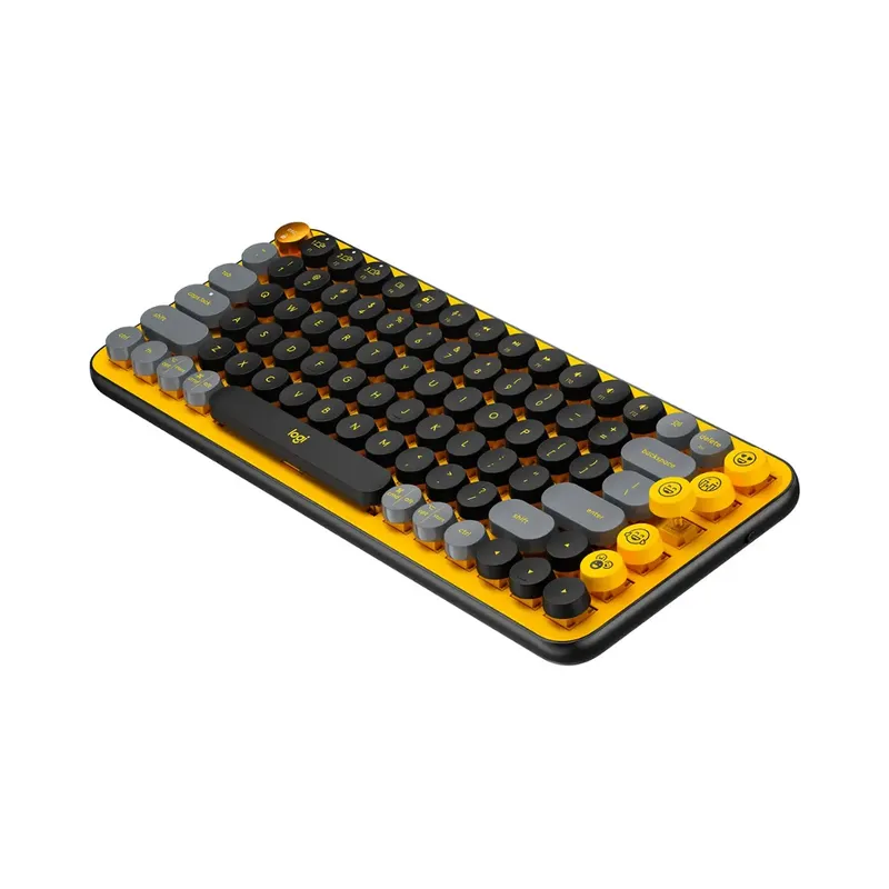Logitech - POP Keys Wireless Mechanical Tactile Switch Keyboard for Windows/Mac with Customizable Emoji Keys - Blast Yellow.