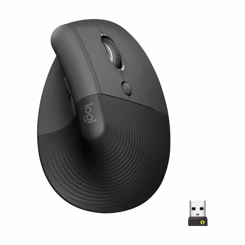 Logitech - Lift Vertical Wireless Optical Ergonomic Mouse with 4 Customizable Buttons - Wireless - Graphite - (Brand New)