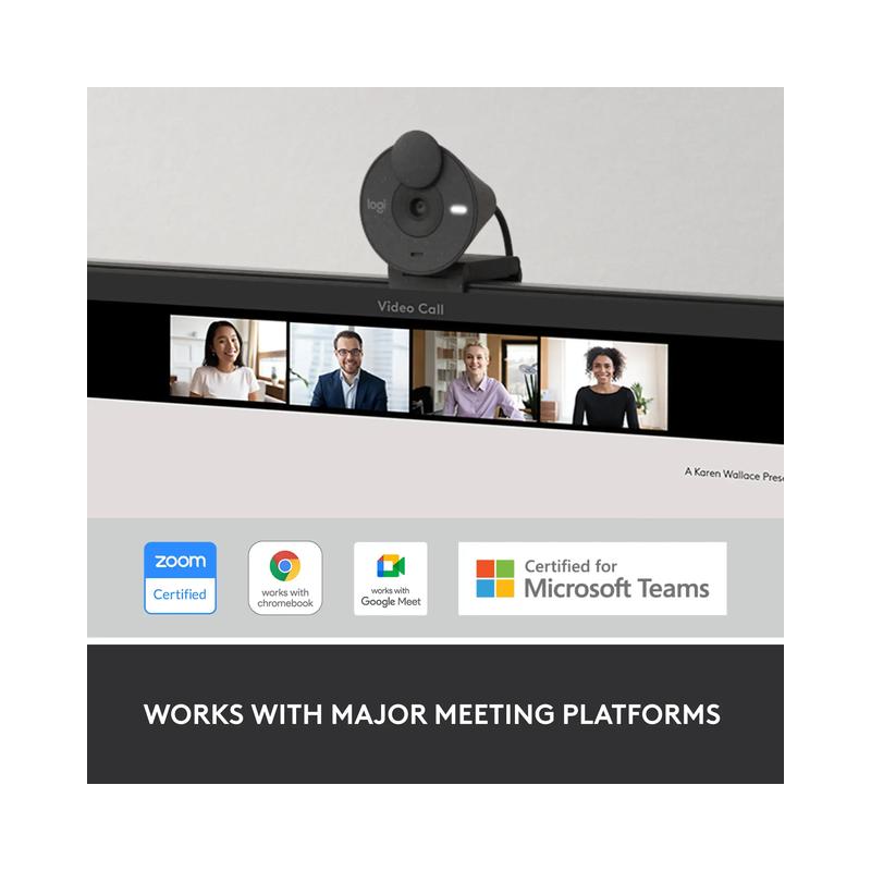 Logitech Brio 300 1920x1080p USB-C Webcam with Privacy Shutter - Graphite (Brand New) - view 7