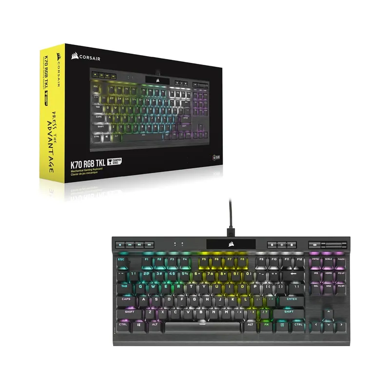 Corsair K70 RGB TKL CHAMPION SERIES Tenkeyless Mechanical Gaming Keyboard (CHERRY MX Silent Keyswitches: Linear and Quiet ,.