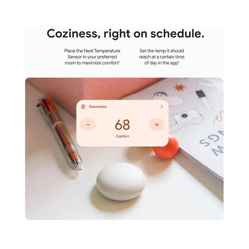 Google Nest Temperature Sensor (2nd Gen) - Room Comfort Sensor with Scheduling, Porcelain - Brand New - view 3
