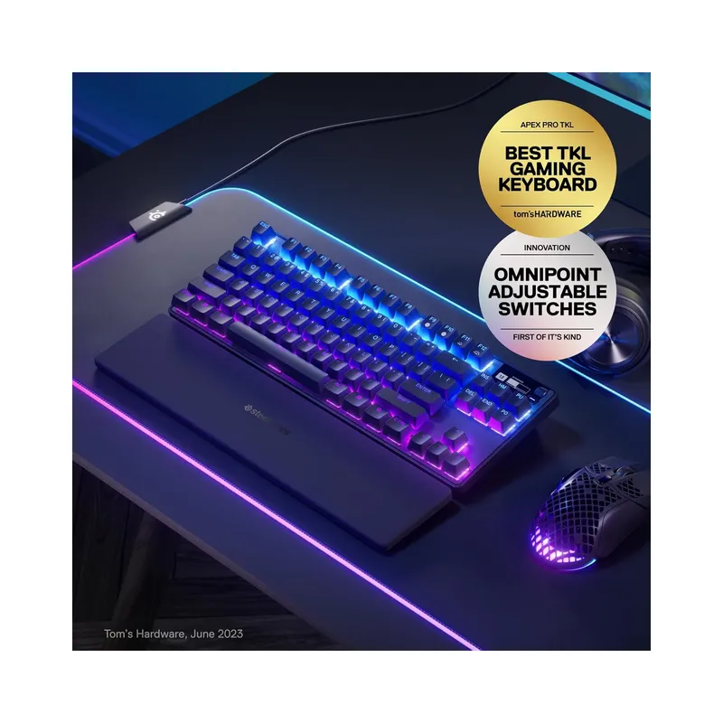 New SteelSeries Apex Pro TKL Wireless HyperMagnetic Gaming Keyboard — World's Fastest Keyboard — Esports Tenkeyless — OLED.