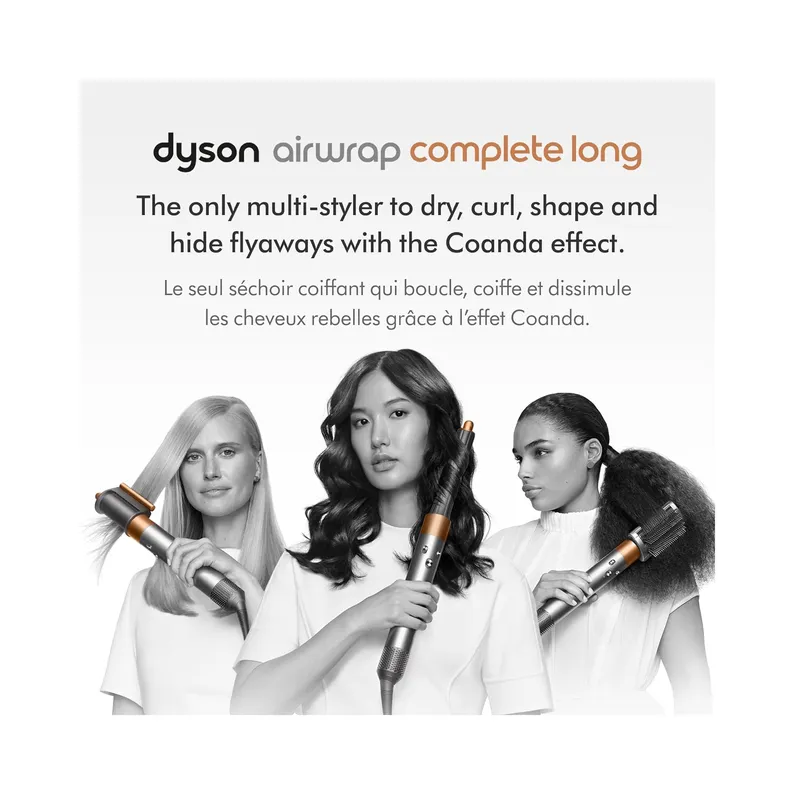 Dyson Airwrap Styler Complete Long Curling Iron + Added Value (Diffuser and Travel Bag Included) - Nickel/Copper (Open Box).