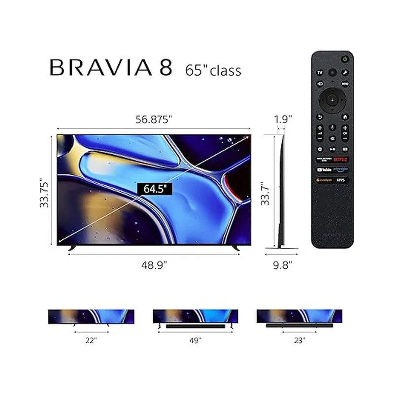 Sony 65 Inch OLED 4K Ultra HD TV BRAVIA 8 Smart Google TV (K-65XR80) – (Open Box) *Pick Up Only, No Delivery Available* -.