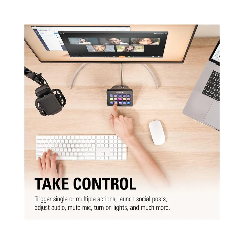 Elgato Stream Deck MK.2 – Studio Controller, 15 macro keys, trigger actions in apps and software like OBS, Twitch -White -.