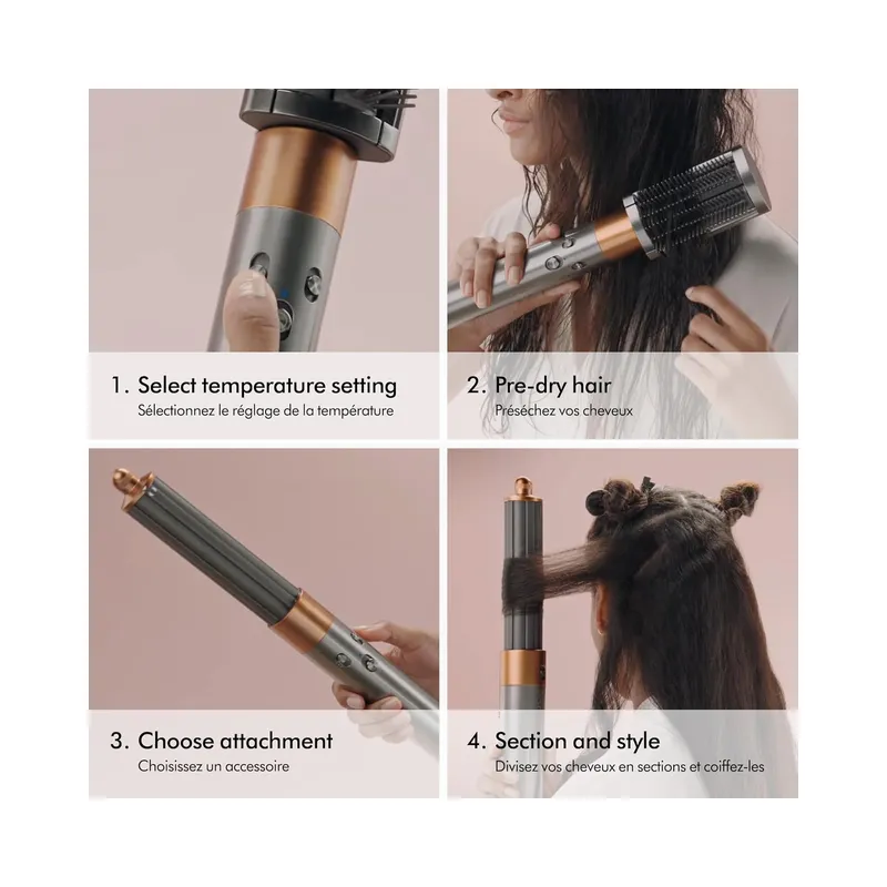 Dyson Airwrap Styler Complete Long Curling Iron + Added Value (Diffuser and Travel Bag Included) - Nickel/Copper (Open Box).