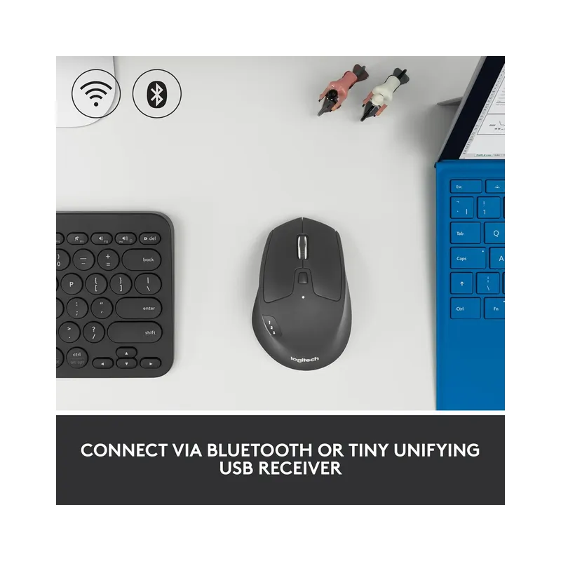 Logitech M720 Triathlon Multi-Device Wireless Mouse, Bluetooth, USB Unifying Receiver, Black - Brand New - view 4
